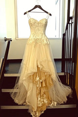 Pearl White A-Line Sweetheart Applique Long Prom Dress Tulle Graduation Prom Dress ED01635