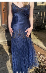 Vintage Spaghetti Straps Lace Beaded Prom Dress Graduation Prom Dress Adult Ceremony Dress ED01641