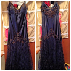 Vintage Spaghetti Straps Lace Beaded Prom Dress Graduation Prom Dress Adult Ceremony Dress ED01641