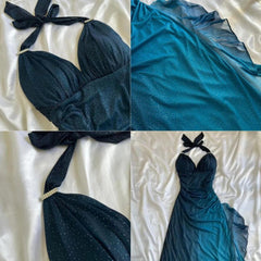 Shiny ✨Chiffon Prom Dress for Party&Birthday Elegant Halter Sweetheart Niche Ruffled Evening Gown ED01643