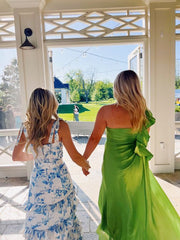 Elegant Straps Layered Printing Formal Evening Dress Sleeveless Dress with Split ED01645