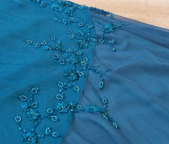 Teal Spaghetti Strap Chiffon Beaded Appliqué Long Prom Dress Evening Dress ED01656