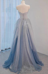 A-Line Sweetheart Neck Sequined Tulle Long Prom Dress Birthday Dress Graduation Prom Dress ED01671