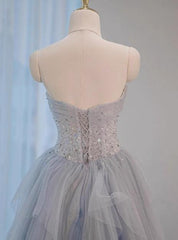 A-Line Sweetheart Neck Sequined Tulle Long Prom Dress Birthday Dress Graduation Prom Dress ED01671