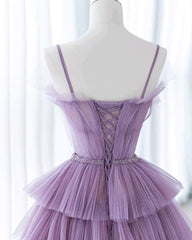 Gradient Purple A-Line Spaghetti Strap Tulle Sequin Long Prom Dress Graduation Prom Dress ED01672