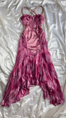 Gold 💛Vintage Prom Dress for Birthday&Party Applique Spaghetti Strap Chiffon Ball Gown ED01676