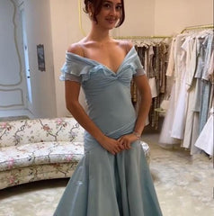 🩵Elegant Blue A-Line Prom Dress for Birthday-90s Satin Vintage Chiffon Formal Evening Dress ED01681