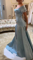 🩵Elegant Blue A-Line Prom Dress for Birthday-90s Satin Vintage Chiffon Formal Evening Dress ED01681