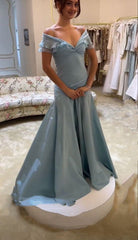 🩵Elegant Blue A-Line Prom Dress for Birthday-90s Satin Vintage Chiffon Formal Evening Dress ED01681