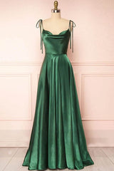 Spaghetti Strap A-Line Satin Simple Long Prom Dress Bridesmaid Dress ED01683