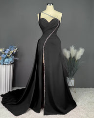 Elegant Pink Long One Shoulder Sleeveless Prom Dress Long Slit Online ED01692