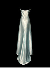 Green Bodycon Dress Strapless Satin Long Prom Dress Simple Evening Dress ED01715