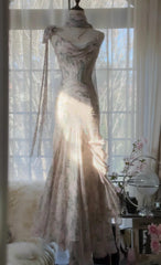 💕Fairytale Pink Beaded Chiffon Prom Dress🎐Vintage  Mermaid Gown for Graduation&Quniceanera ED01724