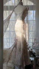 💕Fairytale Pink Beaded Chiffon Prom Dress🎐Vintage  Mermaid Gown for Graduation&Quniceanera ED01724