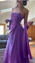 🌙 Enchanted Evening Gown – Vintage Fuchsia Beaded Prom Dress -Satin Party Dress with Shawl ED01737