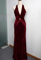 White Mermaid V-neck Velvet Chiffon Prom Dress ED01767