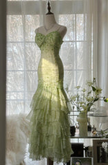 Fairytale Green Mermaid Gown 🍀Sweetheart Chiffon&Beaded Layed Prom Dress for Graduation&Quinceanera ED01769