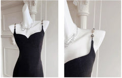 Elegant Spaghetti Strap Black Mermaid Backless Prom Dress ED01770