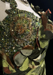 Dark Green Retro Mermaid Irregular Neckline Satin Beaded Long Prom Dress Birthday Graduation Prom Dress ED01776