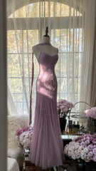 💜Elegant Retro Purple Mermaid Gown for Prom&Party✨Sparking Squins Beaded Tulle&Chiffon Evening Gown ED01778
