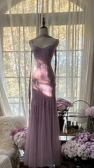 💜Elegant Retro Purple Mermaid Gown for Prom&Party✨Sparking Squins Beaded Tulle&Chiffon Evening Gown ED01778