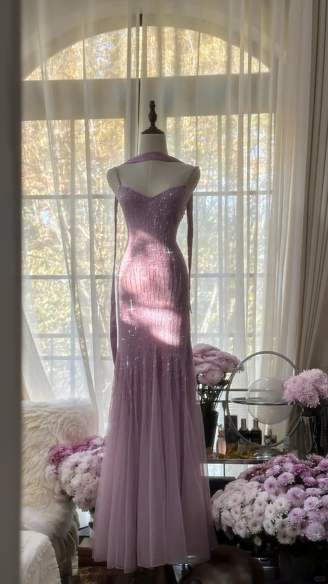 💜Elegant Retro Purple Mermaid Gown for Prom&Party✨Sparking Squins Beaded Tulle&Chiffon Evening Gown ED01778