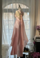 Gentle Pink Sheath Chiffon Ribbon V-neck Simple Prom Dress ED01782