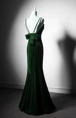 Dark Green Vintage Mermaid Velvet Spaghetti Straps Long Prom Dress ED01803