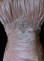 🩷Gentle Pink Mermaid Evening Dress Spaghetti Straps Satin  Layered Pleated Prom Dress with Beading ED01805