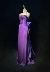 Purple Spaghetti Strap Satin Prom Dress Backless Evening Gown ED01807