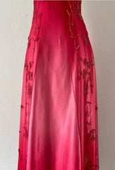 Gorgeous Spaghetti Straps Vintage Beading Applique Gradient Blue Sleeveless Long Graduation Prom Dress  Birthday Dress ED01816