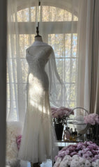 Fairy White Spaghetti Strap Mermaid Tulle Sequined Ball Dress Birthday Dress ED01840