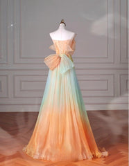 Beautiful Multicolor Strapless A-Line Tulle Long Prom Dress Wedding Dress Birthday Dress ED01842