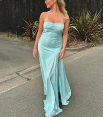 Elegant Lilac Dresses Gowns Evening Dresses Spaghetti Straps Long Prom Dress Satin Formal Party Dress ED01849