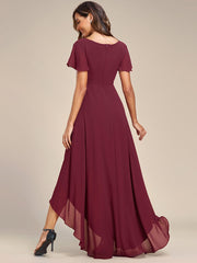 Weitese Flowy High-low Chiffon Ruffle Sleeves Bridesmaid Dress