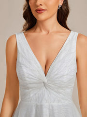 Aimishang Glittery V-Neck Twisted Tulle A-Line Wedding Dress