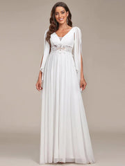 Aimishang Deep V Neck Applique Long Split Wedding Dress