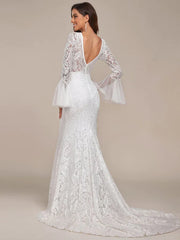 Aimishang Romantic V Back Mermaid Lace Wedding Dress