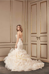 Vintage Sleeveless Sweetheart Layers Tulle Mermaid Wedding Dress