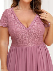Aimishang Brief Sleeve Vintage Ribbons Short Sleeve Higher Low Mother of the Bride Gown