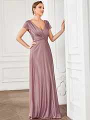 Aimishang Glitzy Pleated Sweetheart A-Line Long Mother of the Bride Dress