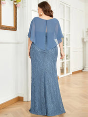 Aimishang Elegant Capelet Lace Fit and Flare Mother of the Bride Dress