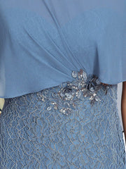 Aimishang Elegant Capelet Lace Fit and Flare Mother of the Bride Dress