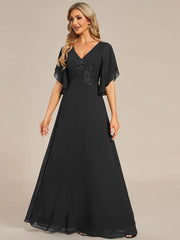 Aimishang Half Sleeves Top Applique Decoration Chiffon Mother of the Bride Dress