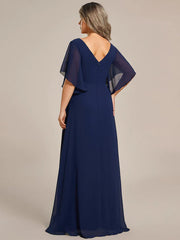 Aimishang Graceful Plus Size A-line Ruffles Sleeve Chiffon Mother of the Bride Dress with Applique