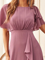 Aimishang Elegant Chiffon Layered Ruffle Sleeves Mother of the Bride Dress