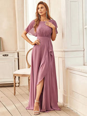 Aimishang Elegant Chiffon Layered Ruffle Sleeves Mother of the Bride Dress
