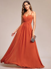 Weitese Convertible Chiffon Lace Open Back Spaghetti Straps Bridesmaid Dress