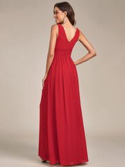Weitese Elegant Sleeveless V-Neck Semi-Formal Chiffon Maxi Dress