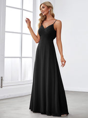 Weitese Criss-Cross V-Neck Chiffon Backless A-Line Bridesmaid Dress
